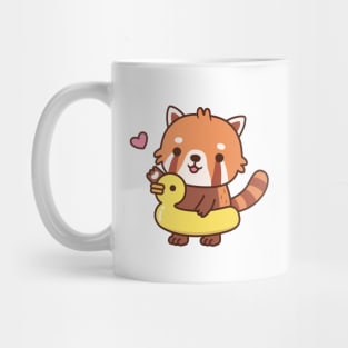 Cute Red Panda With Yellow Duck Pool Float Summer Mug